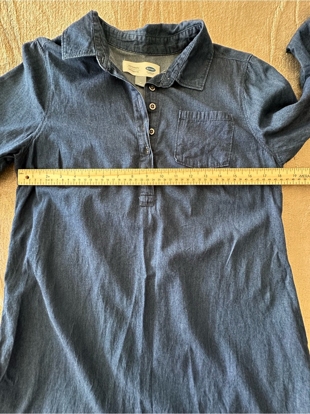 Old Navy Maternity Denim Chambray Shirt Dress Tunic Medium Lightweight Casual - Picture 9 of 13